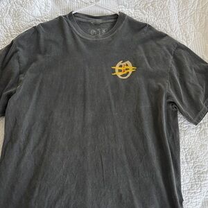 Stylish Charcoal Tee with Yellow Emblem